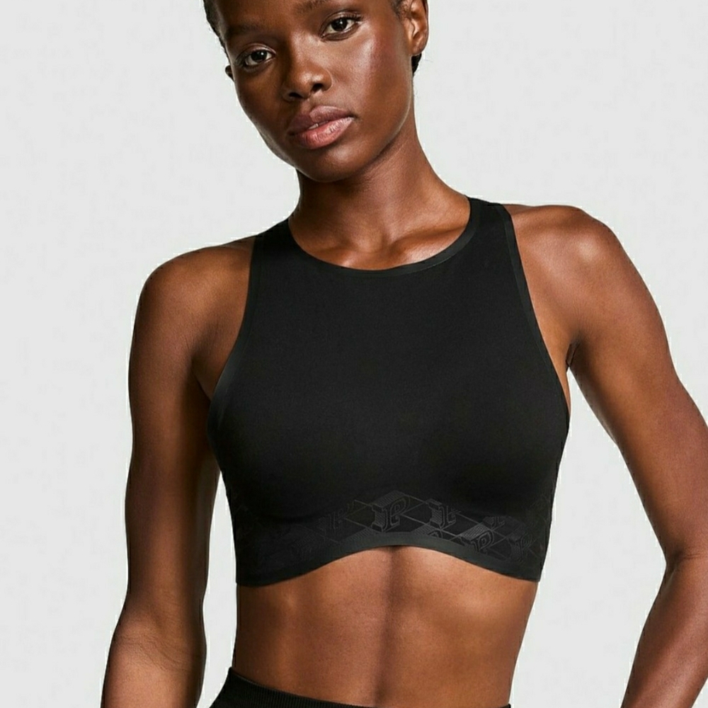 Pink Relay Logo High Neck Sports Bra Small-D